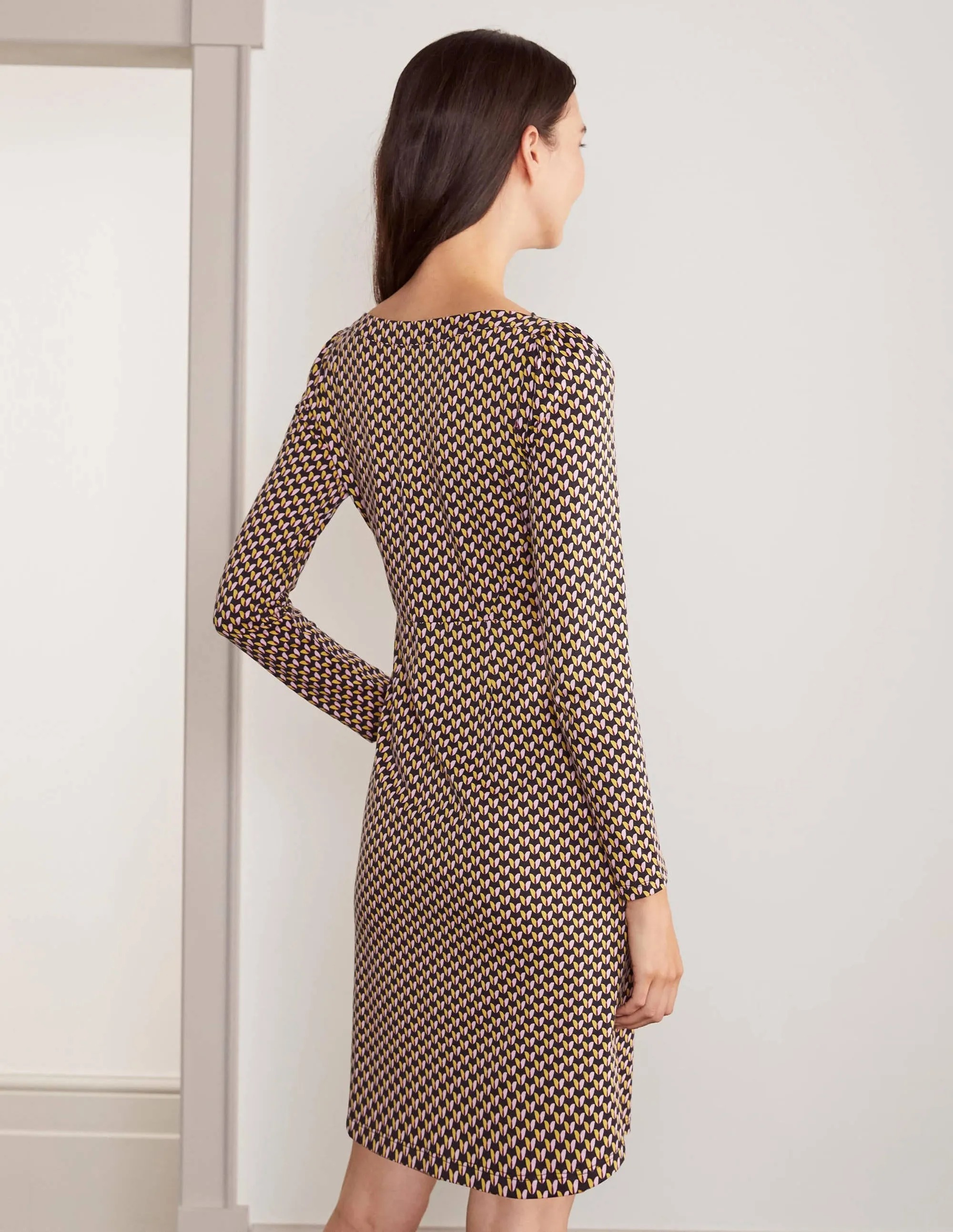 Kathleen Jersey Dress-Black, Floral Bud