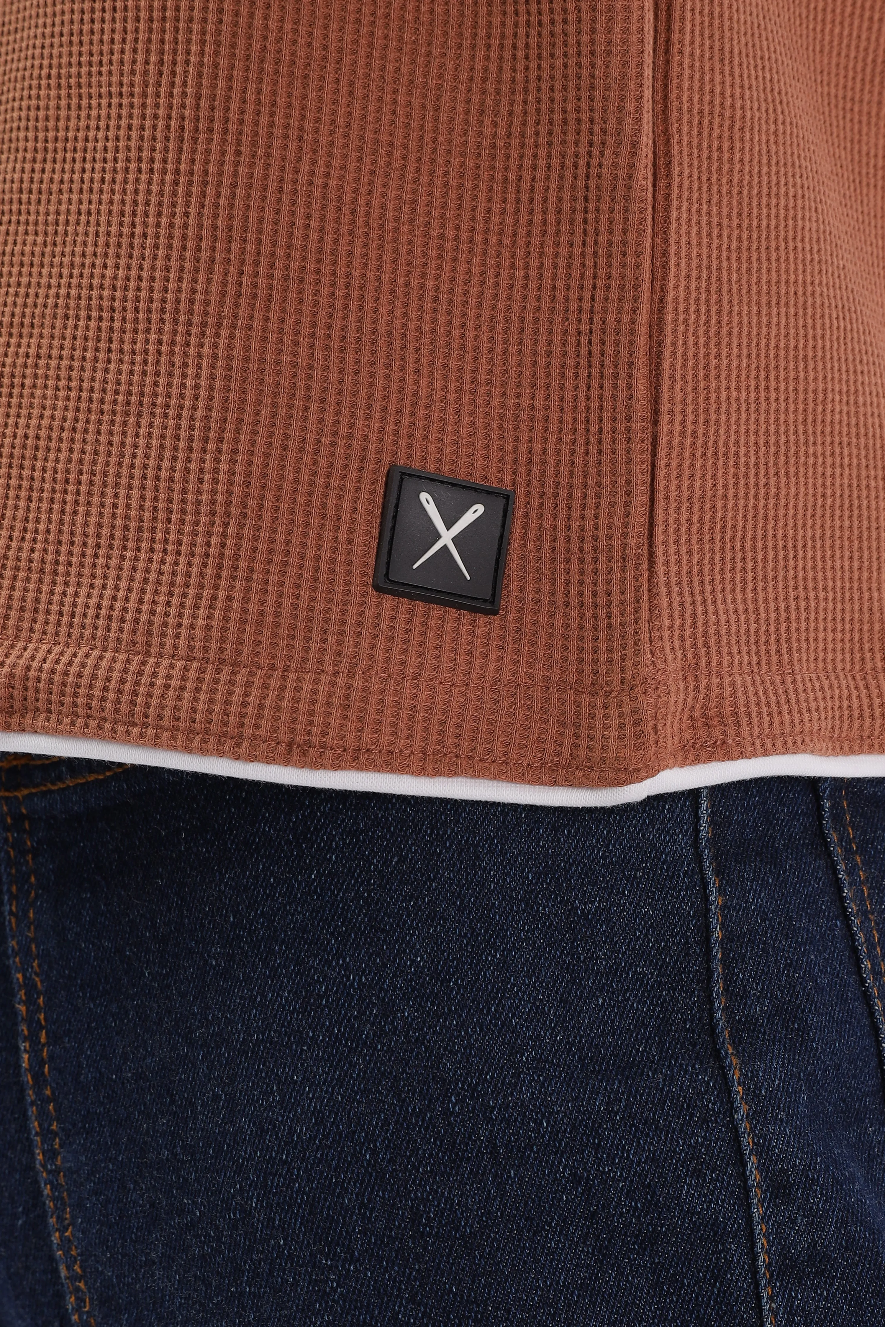Knitted Full Sleeve T-Shirt: Orange