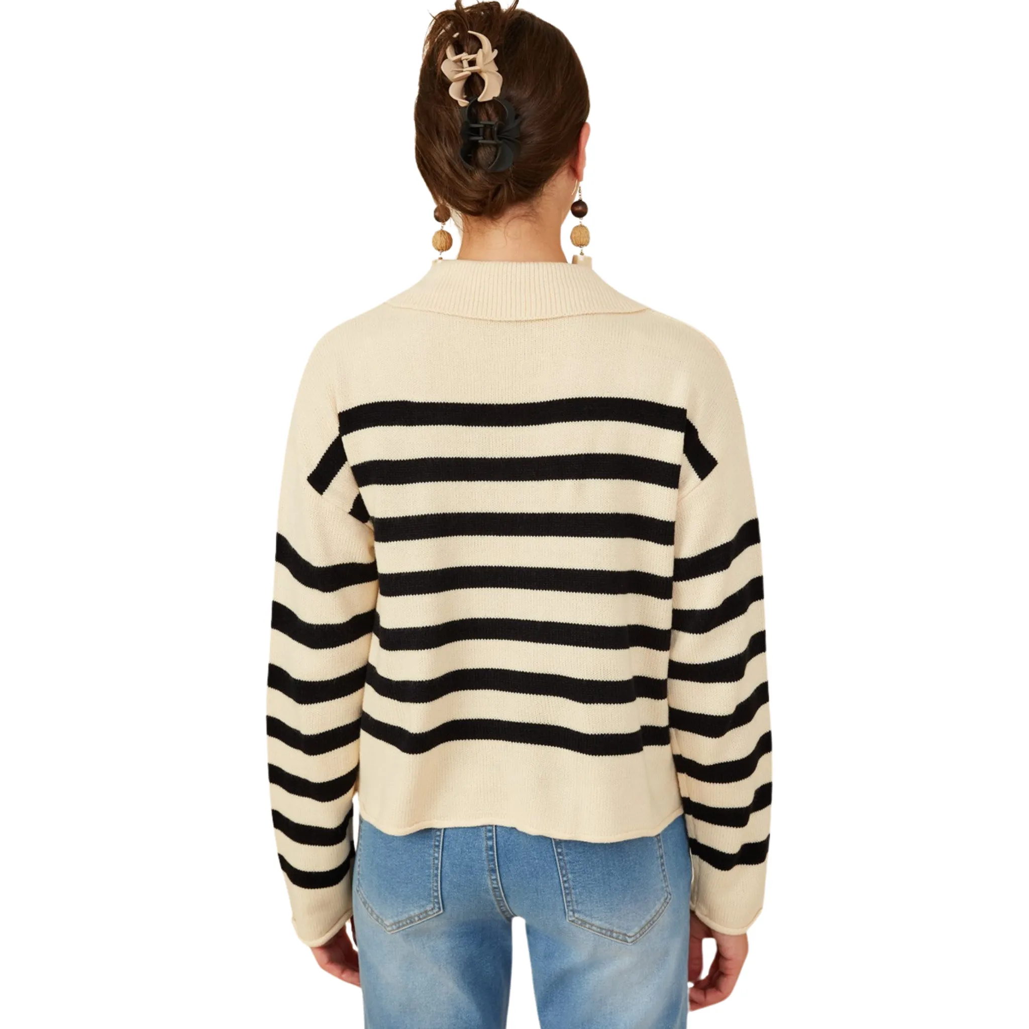 Lace Up Collared Sweater