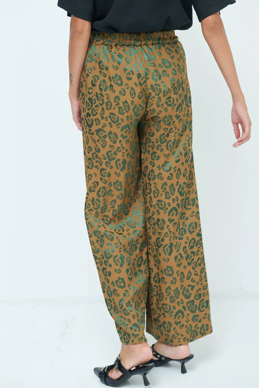 Leopard print wide-leg trousers wholesale