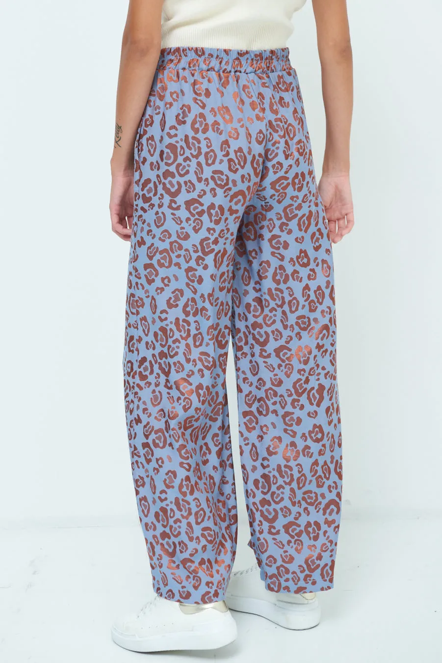 Leopard print wide-leg trousers wholesale