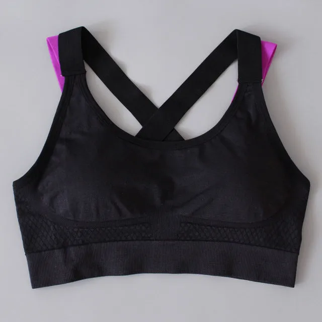 LUKITAS Women Sports Bra Top Fitness Push Up Cross Strap Sexy Yoga Bra Gym Running Padded Tank Jogging Fitness  Padded Vest Tops