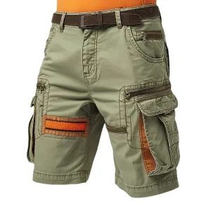 Man Cargo Shorts Stretch Washed Vintage Have Belted and Pockets