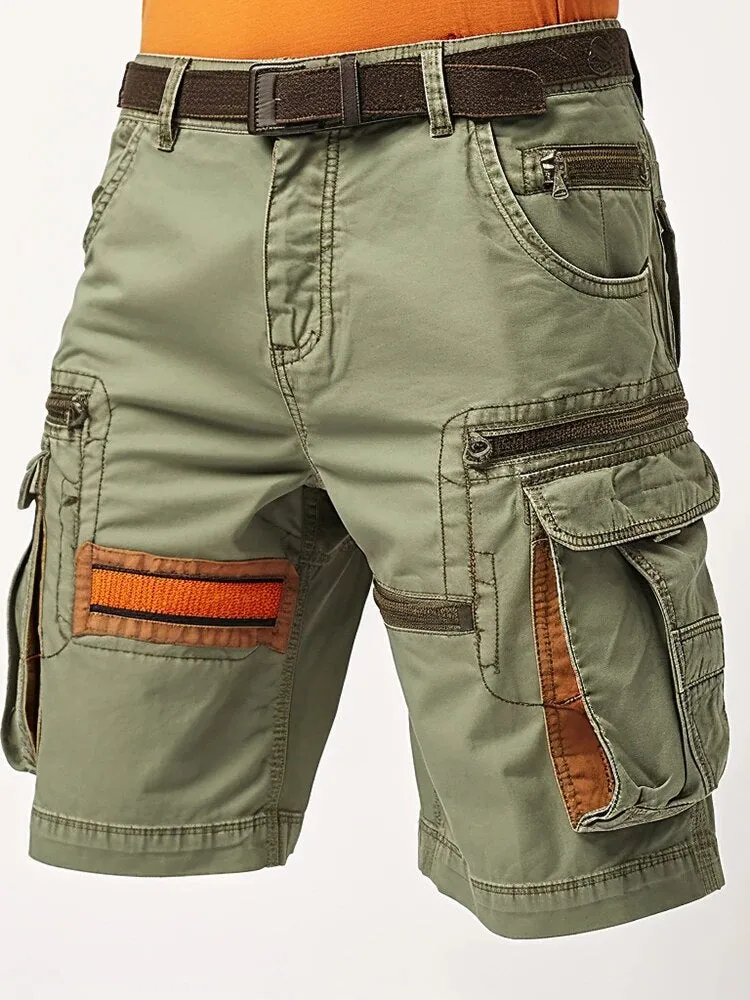 Man Cargo Shorts Stretch Washed Vintage Have Belted and Pockets