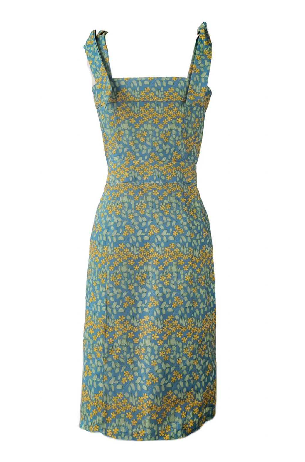 Margarita Sundress with Self Tie Straps - Blue Floral