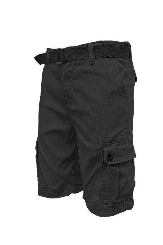 Mens Belted Cargo Shorts With Belt