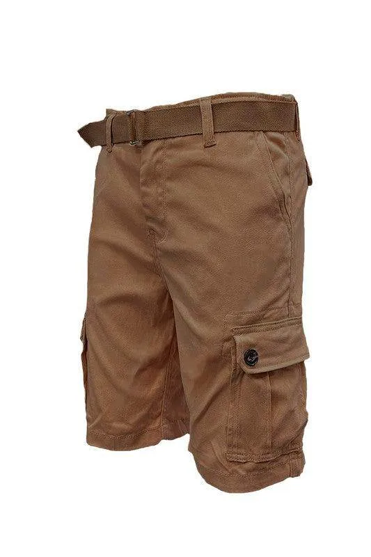 Mens Belted Cargo Shorts With Belt