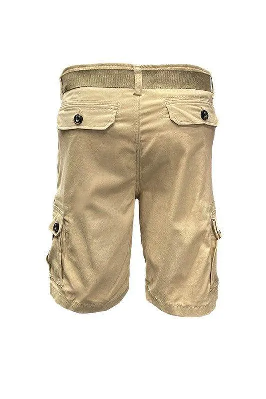 Mens Belted Cargo Shorts With Belt