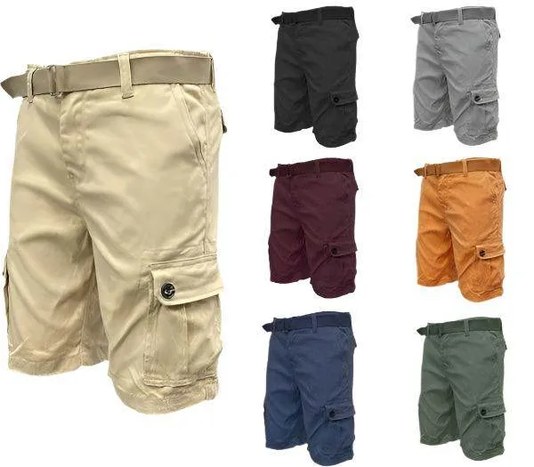 Mens Belted Cargo Shorts With Belt