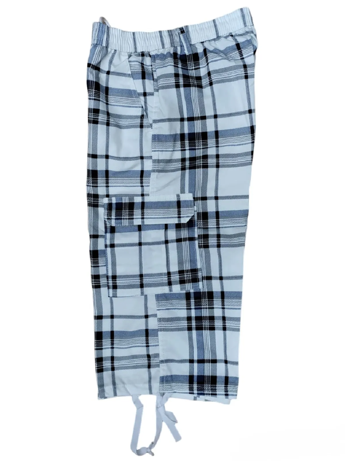Mens Check Shorts 3/4 Length Casual Classic Fit Summer Shorts Elasticated Waist Cargo Combat Half Pants