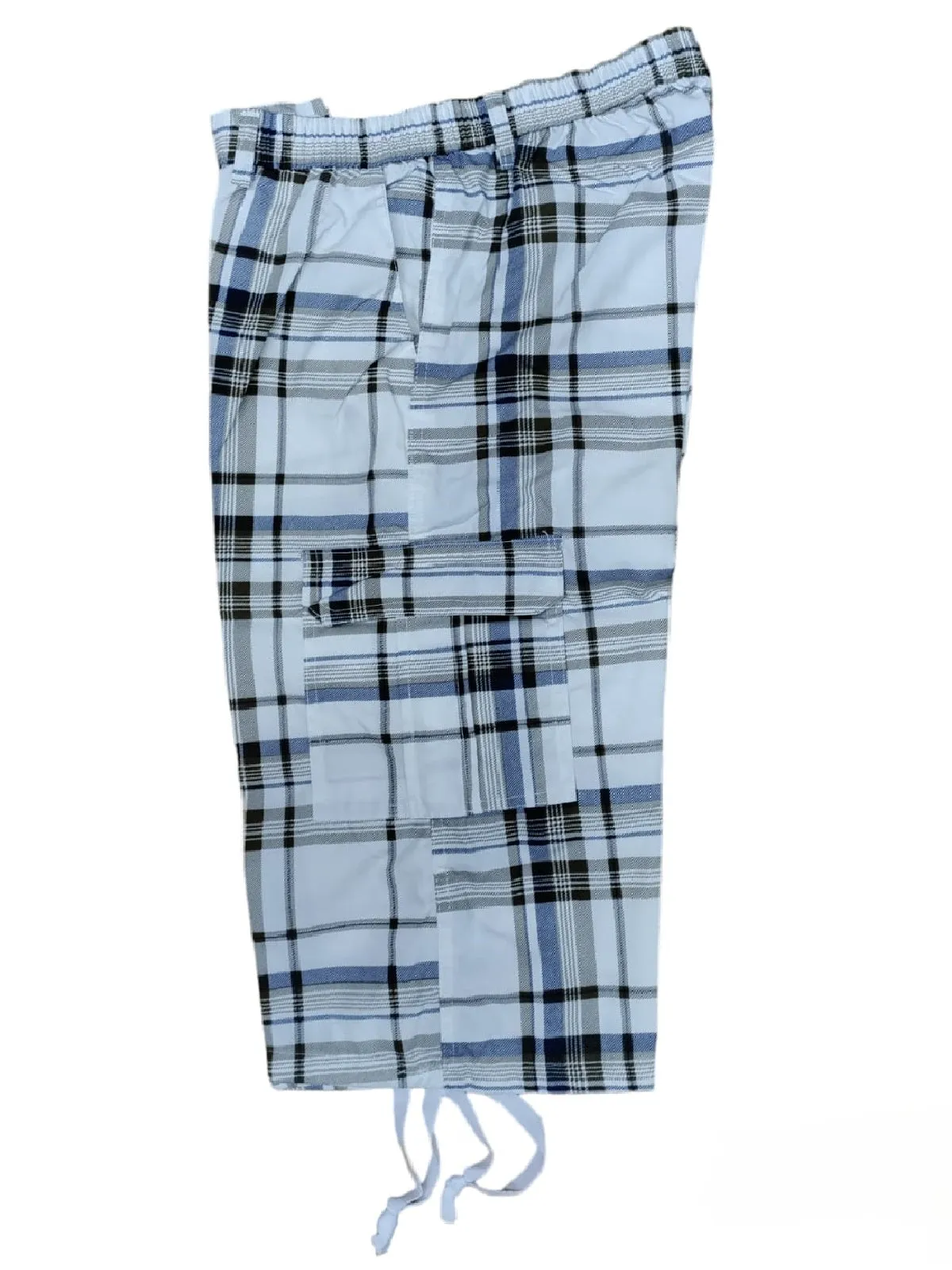 Mens Check Shorts 3/4 Length Casual Classic Fit Summer Shorts Elasticated Waist Cargo Combat Half Pants