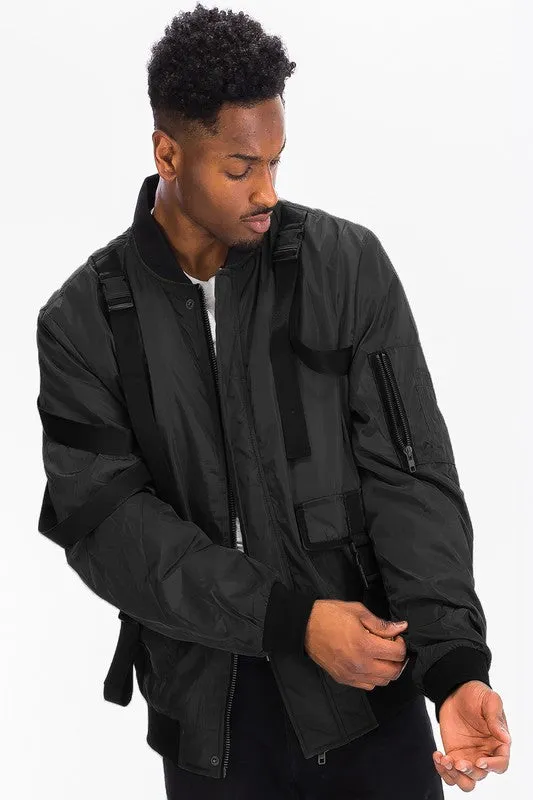 Men's Multi Strap Bomber Jacket