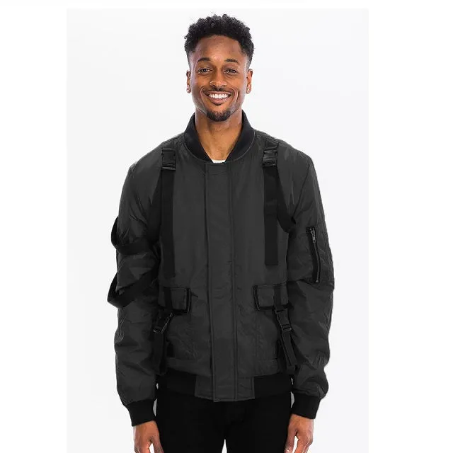 Men's Multi Strap Bomber Jacket