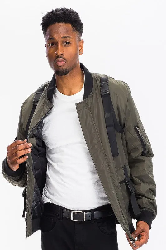 Men's Multi Strap Bomber Jacket