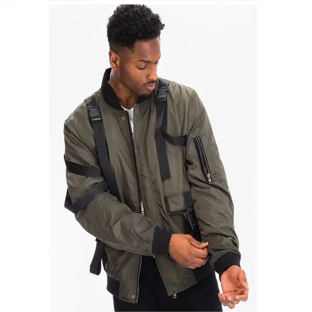 Men's Multi Strap Bomber Jacket