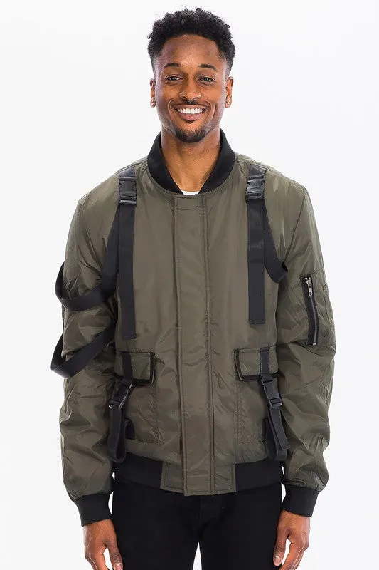 Men's Multi Strap Bomber Jacket