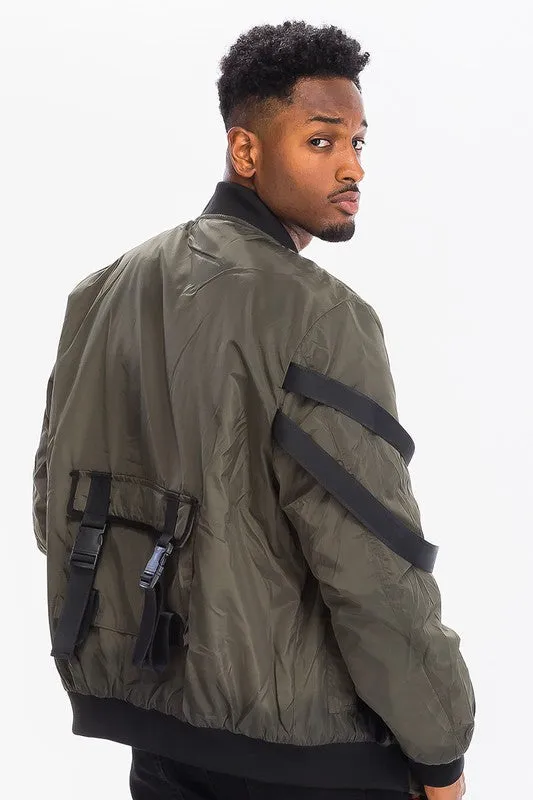 Men's Multi Strap Bomber Jacket