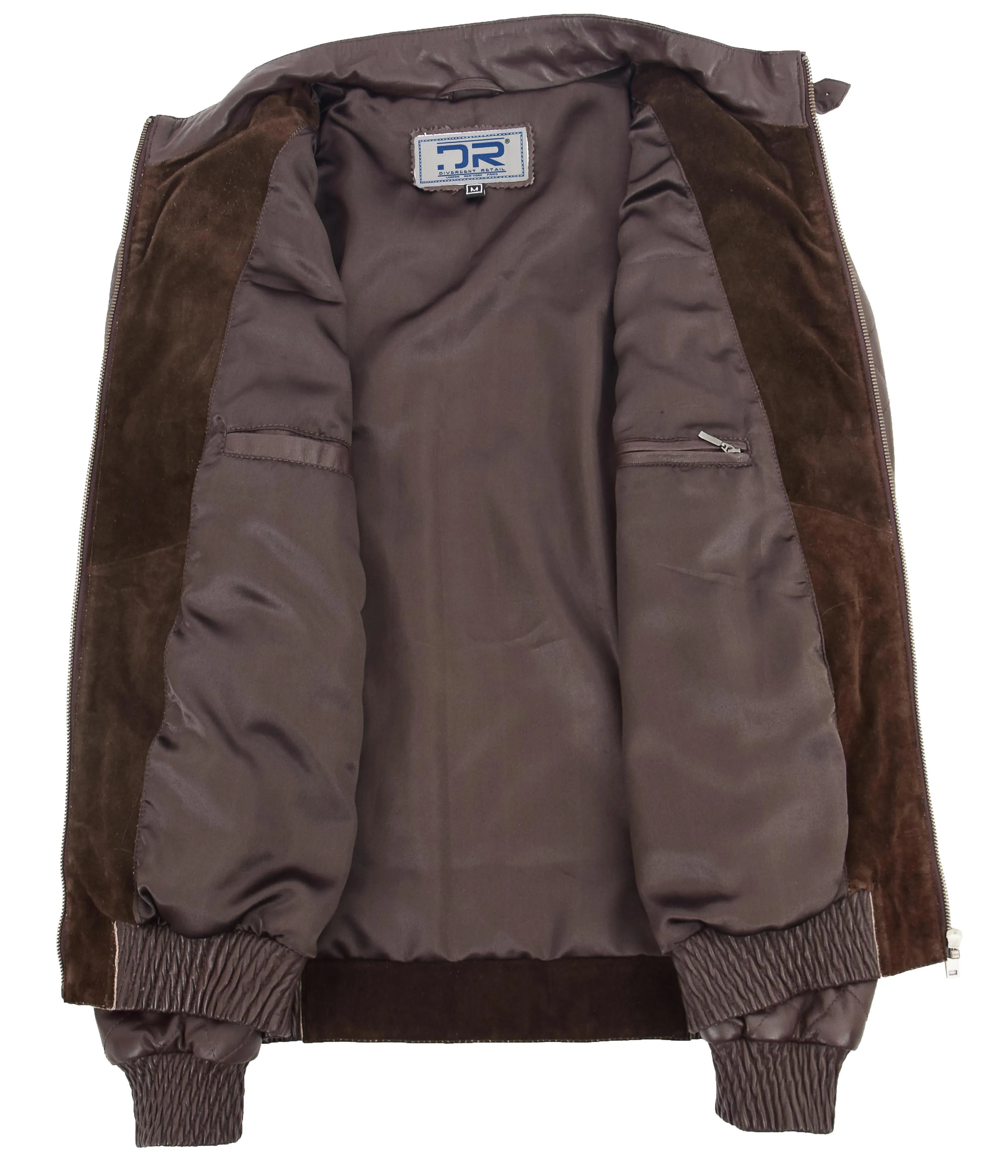 Men's Unique Suede and Leather Bomber Varsity Jacket Brown Magnus