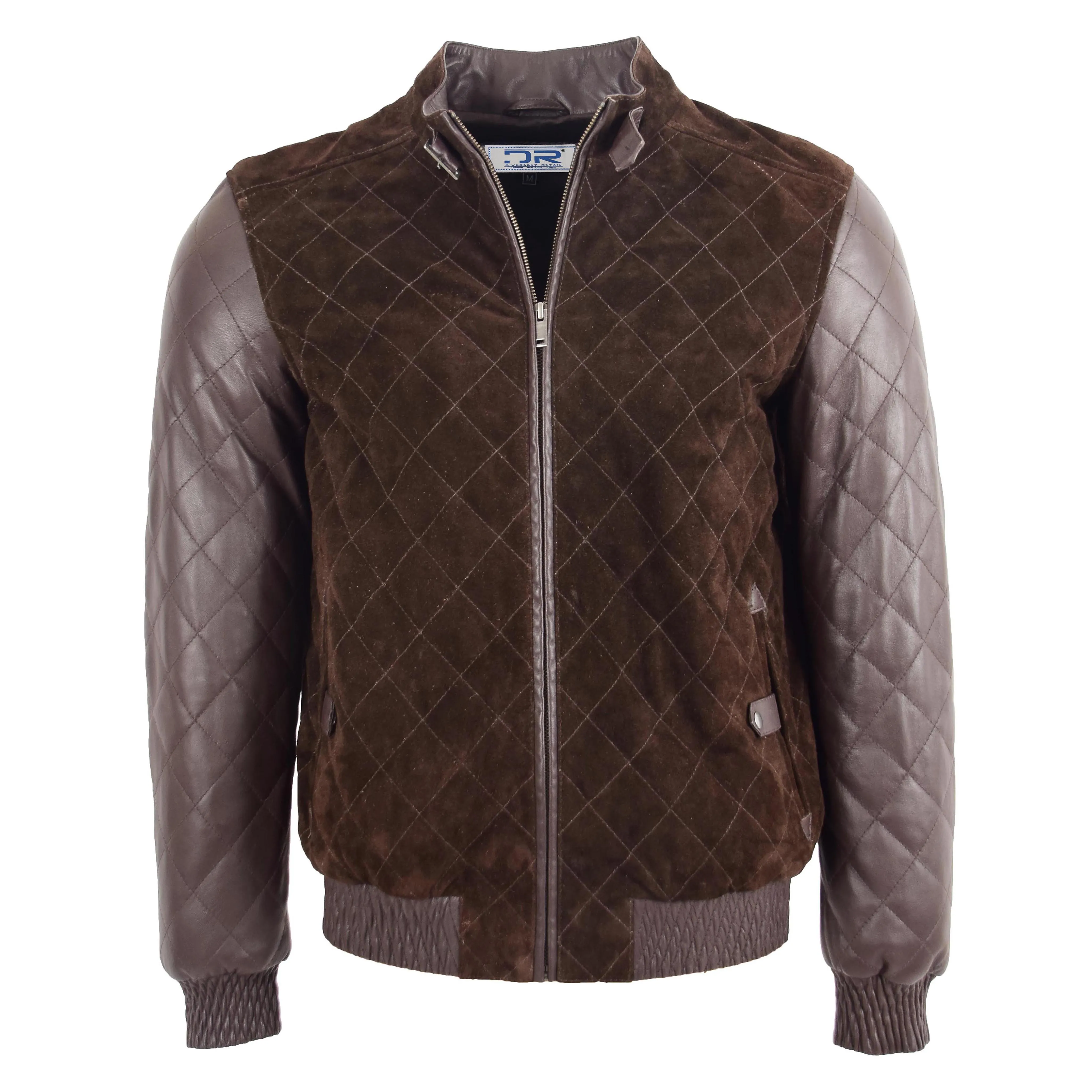 Men's Unique Suede and Leather Bomber Varsity Jacket Brown Magnus