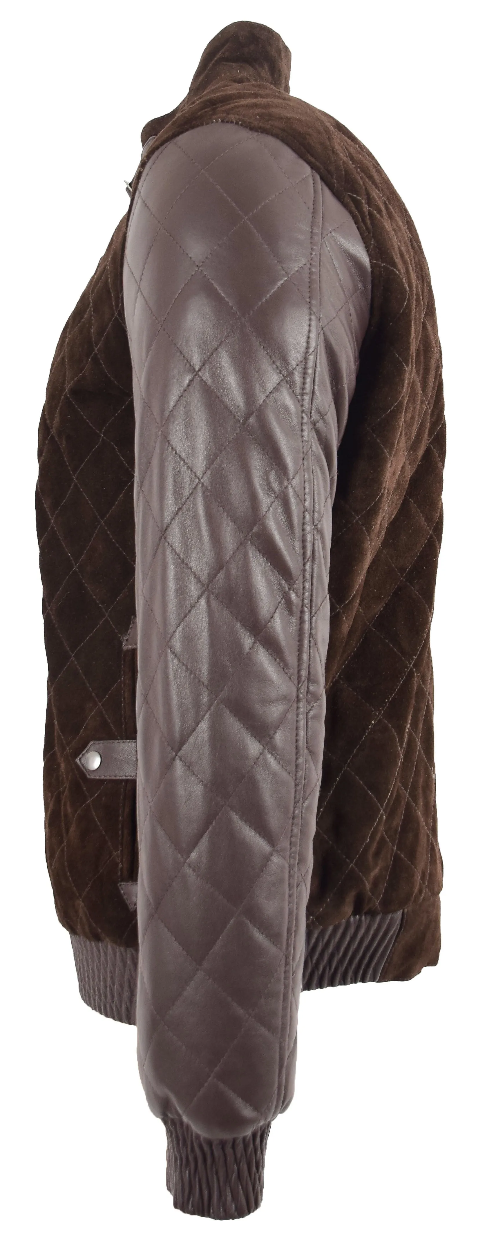 Men's Unique Suede and Leather Bomber Varsity Jacket Brown Magnus
