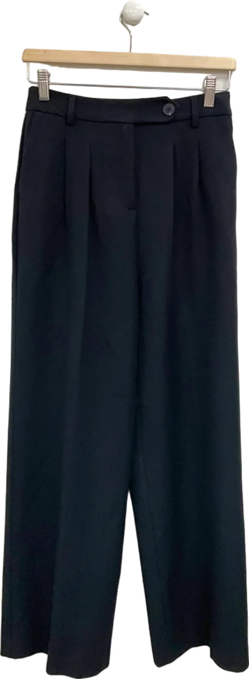 New Look Black Pvl Wide Leg Trousers UK 8