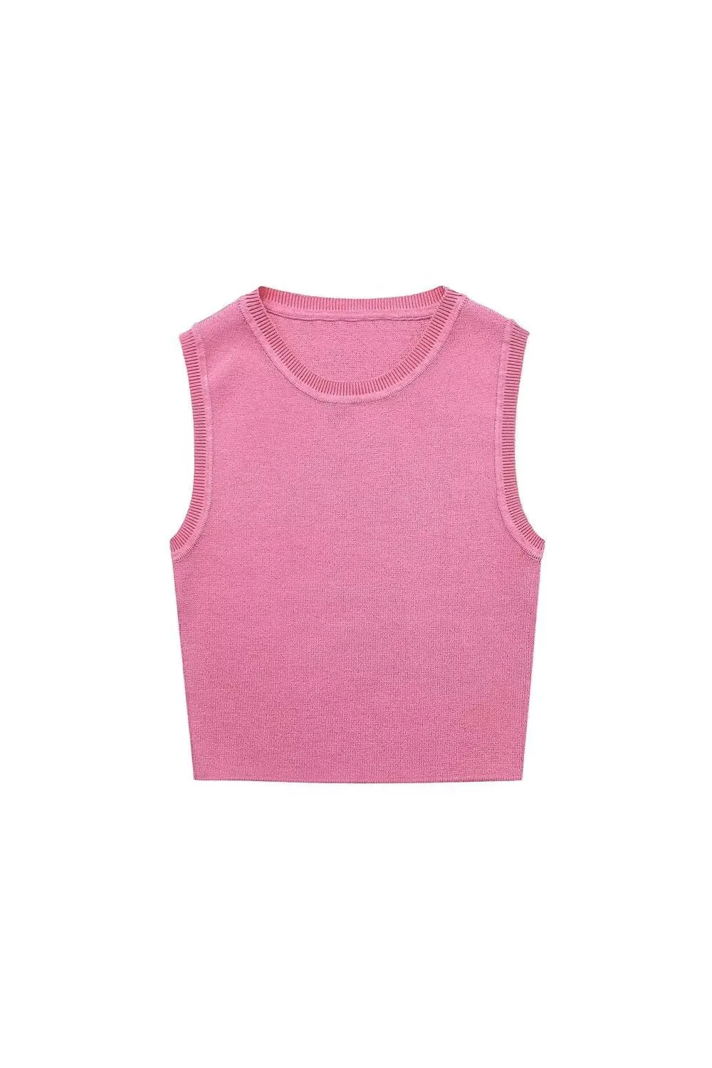 ‘Niamh’ Basic Sleeveless Knit Crop Top