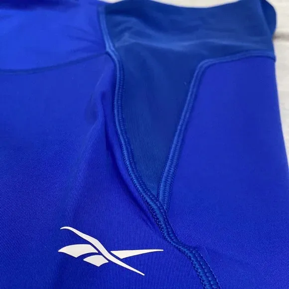 Reebok HR LUXURY PERFORMANCE Laser Cut PERFORATED LEGGINGS NWT Cobalt Blue Small