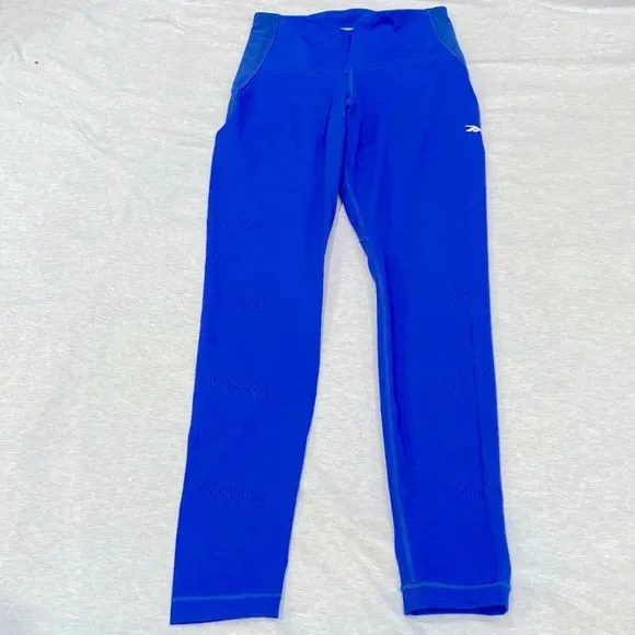Reebok HR LUXURY PERFORMANCE Laser Cut PERFORATED LEGGINGS NWT Cobalt Blue Small