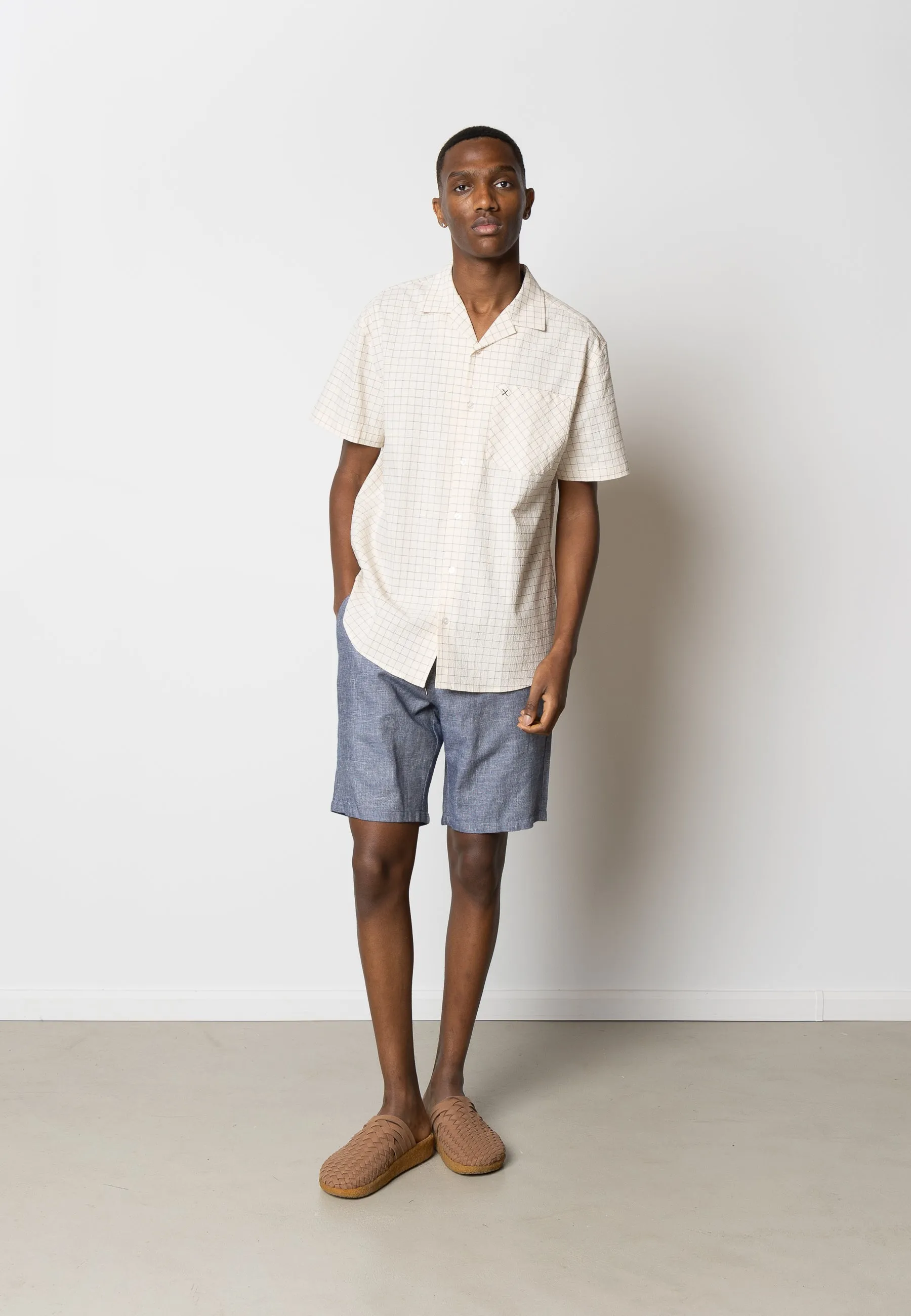 Roman linen shorts - Navy Melange