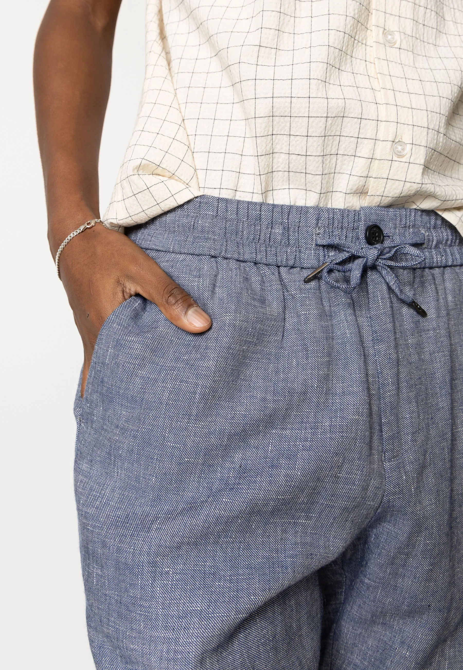 Roman linen shorts - Navy Melange