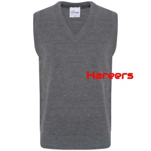 School Uniform Unisex Boys Girls Kids V Neck Knitted Sleeveless Tank Top Jumper -Grey