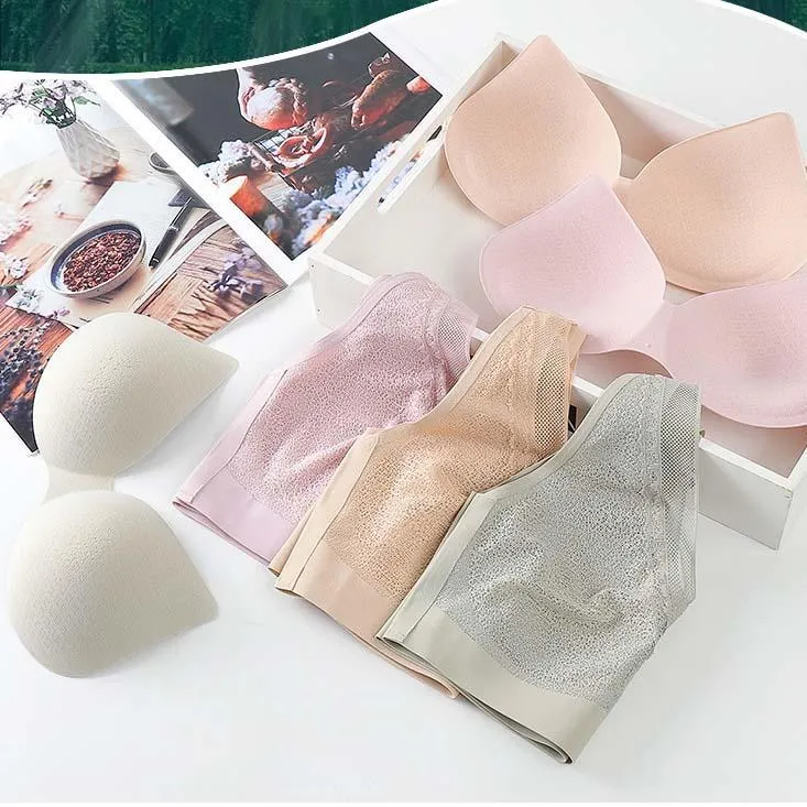 Seamless 5D Wireless Contour Latex Bra Lace Breathable Underwear Top