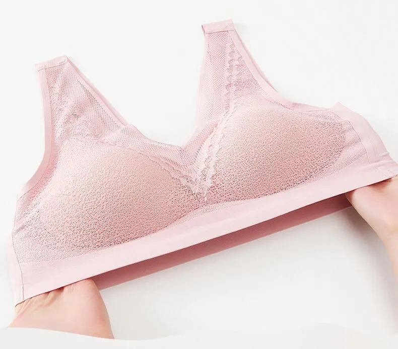 Seamless 5D Wireless Contour Latex Bra Lace Breathable Underwear Top