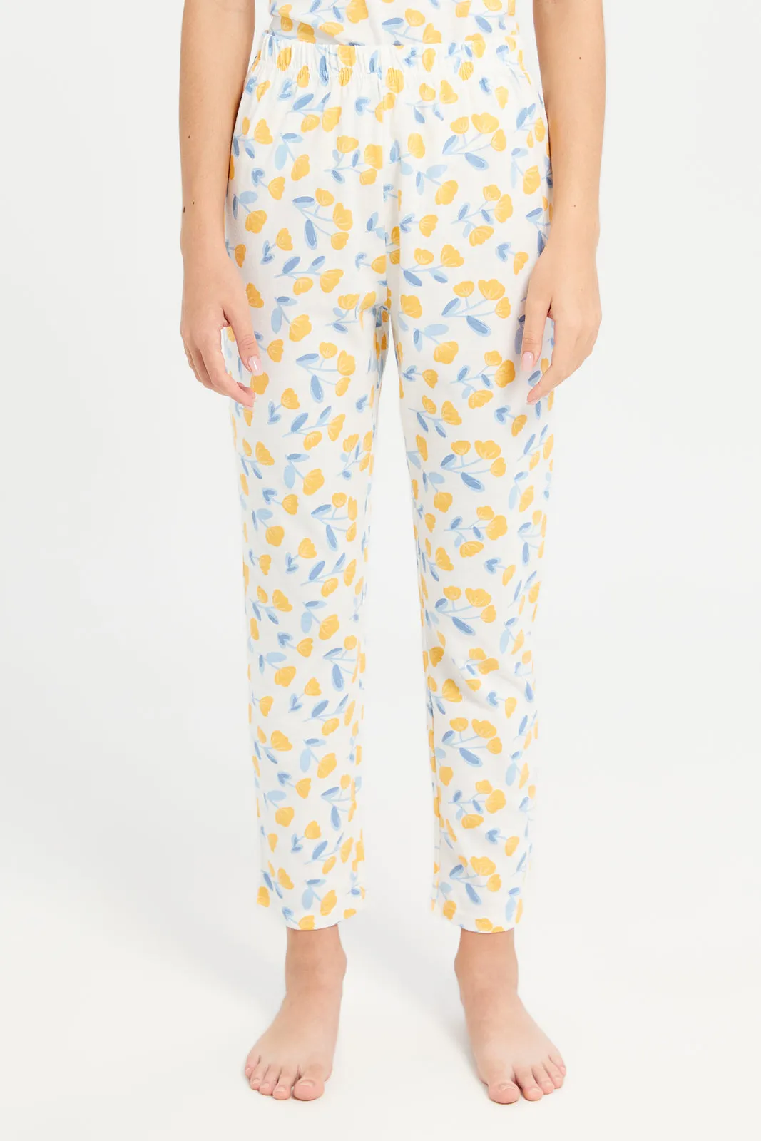Senior Girls White Floral Pyjama Set (2 Piece)