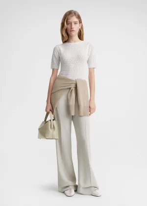 Short-sleeve crochet top off-white