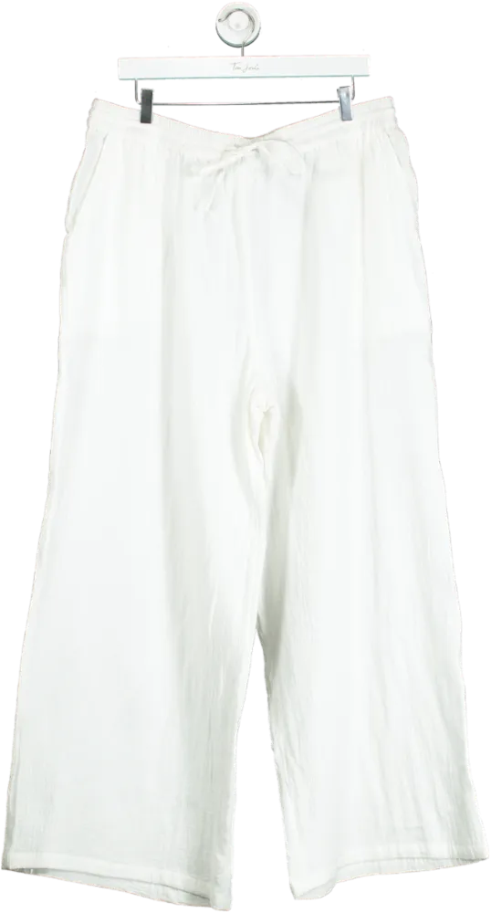 Simply Be. White Cotton Wide-Leg Trousers UK 18