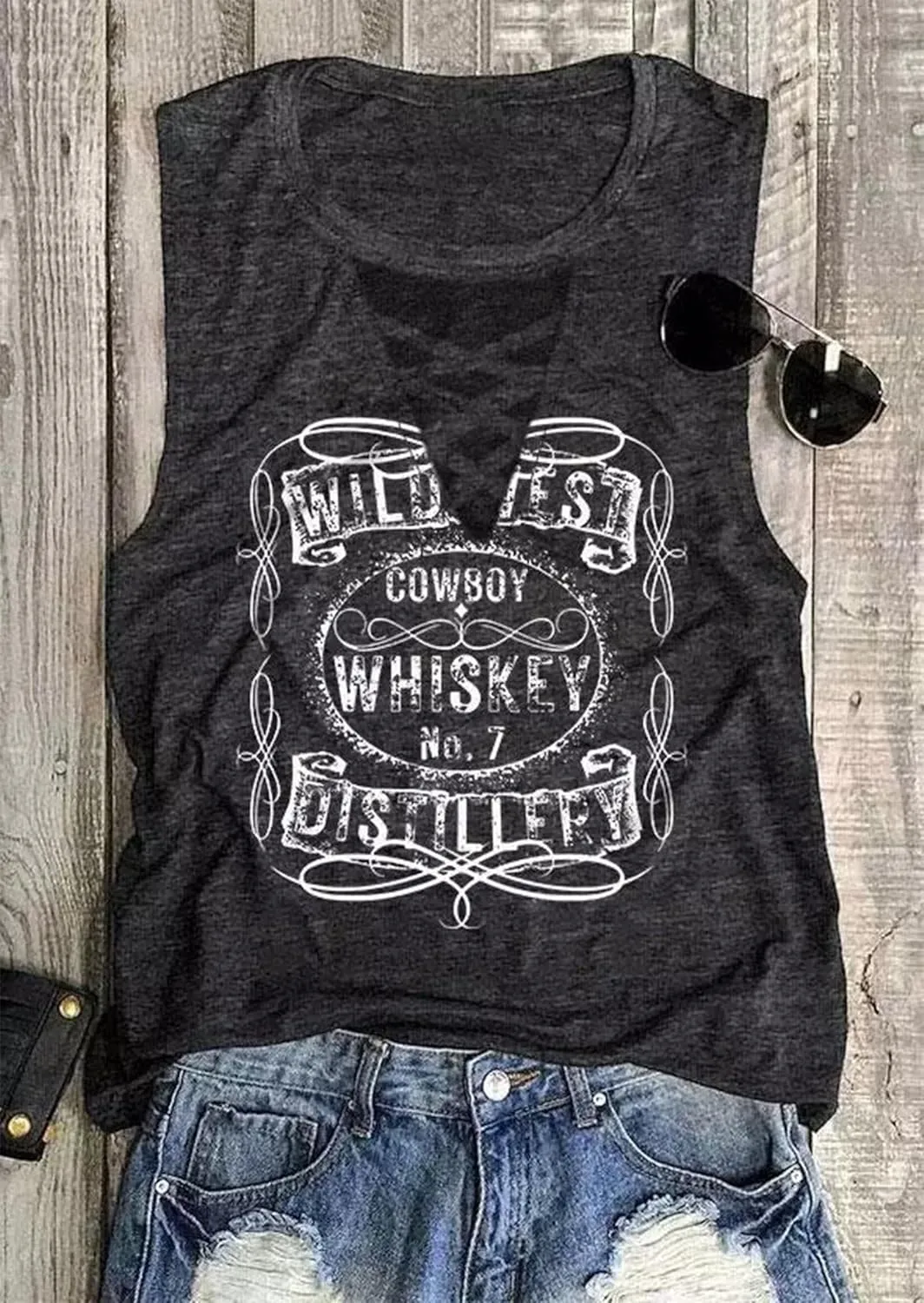 Summer Deep V Neck Tank Tops for Women Western Country Sleeveless Tee Shirts Teen Girls Sexy Casual Concert Tops Outfits