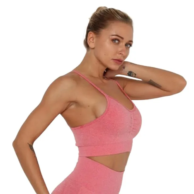 Trendy Women's Quick Drying Seamless Push Up Sport Bras