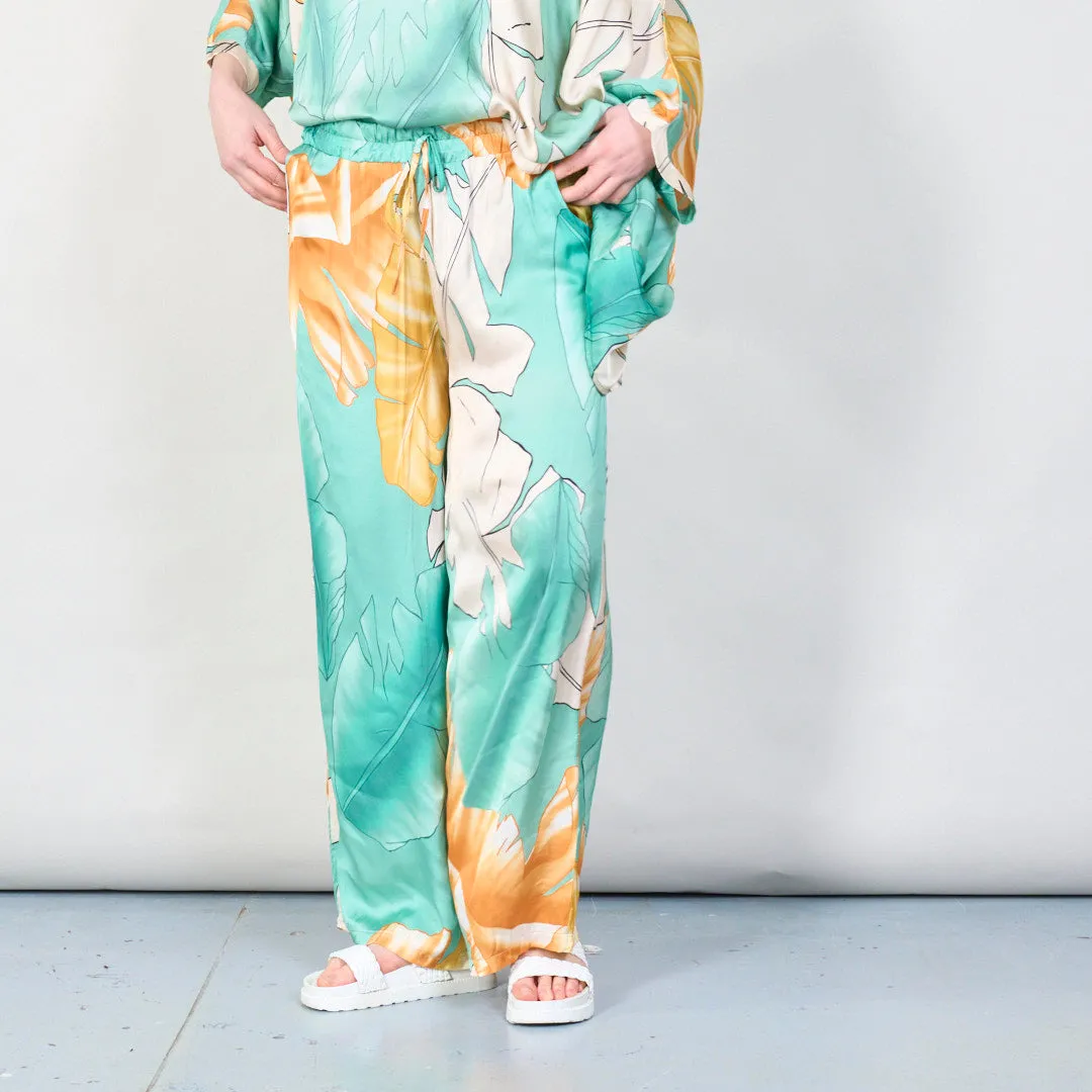 Tropical leaf print wide-leg trousers wholesale