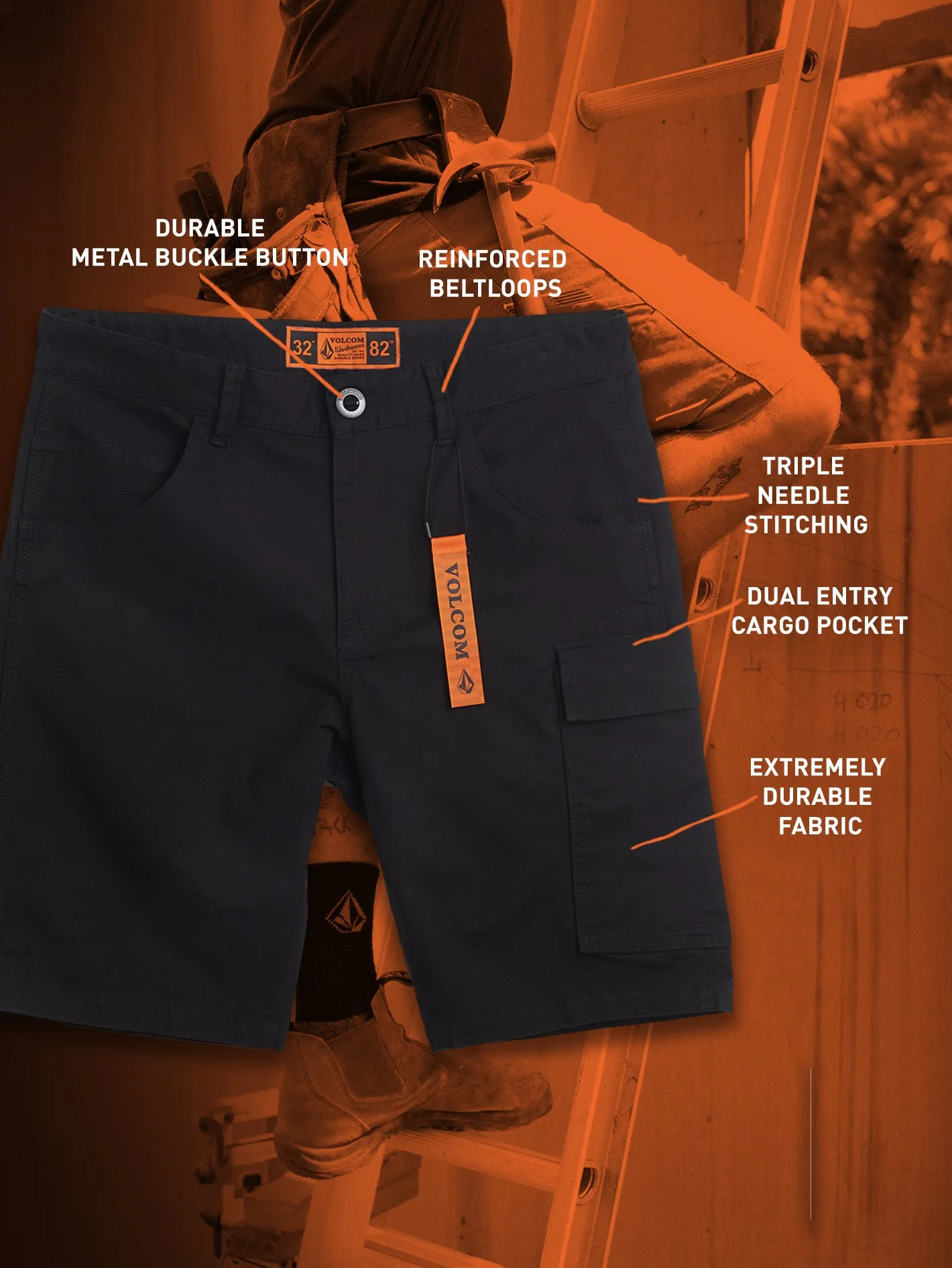 Volcom Workwear Caliper Work Shorts - Black