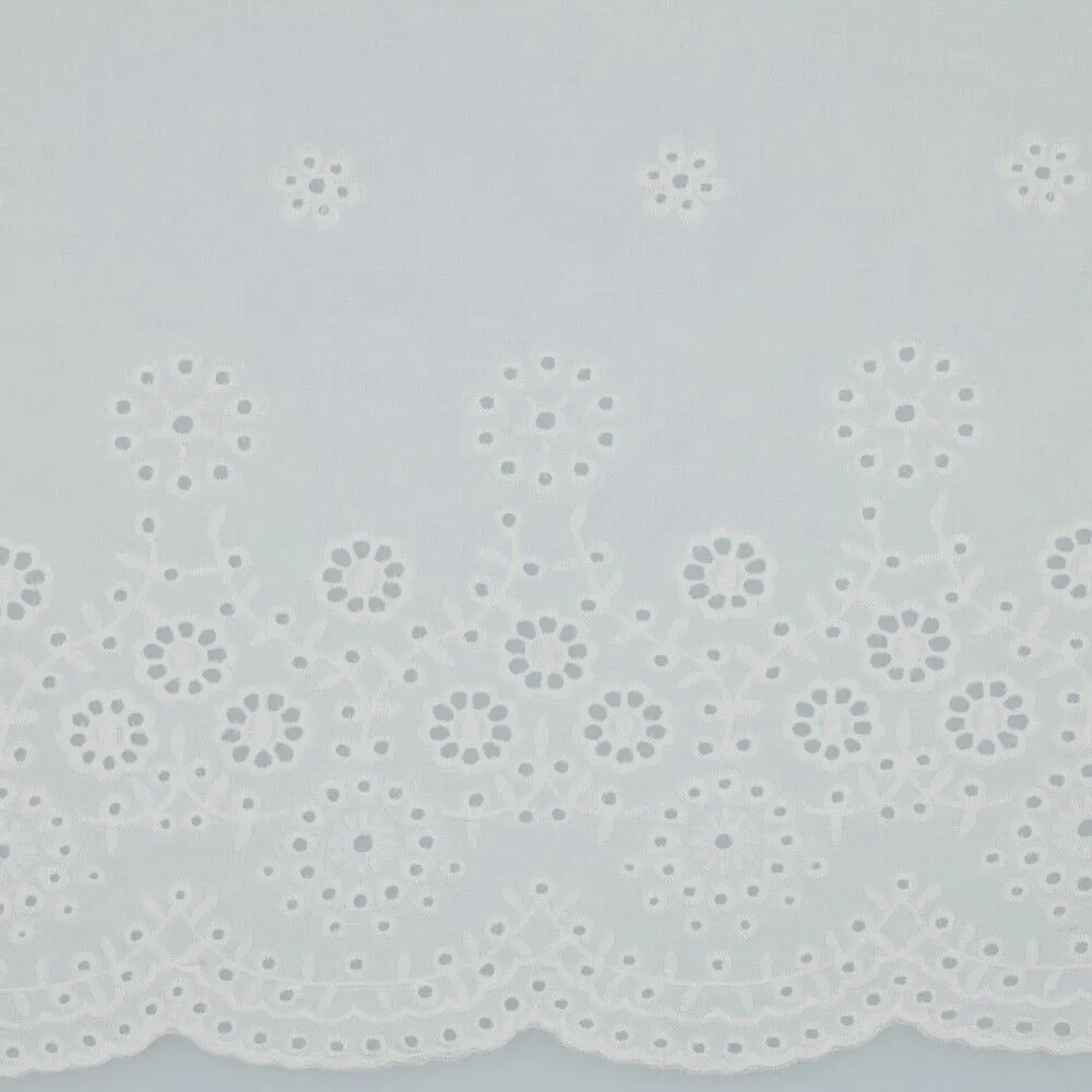 White floral Cotton Embroidery Summer breathability Dress fabric M1814