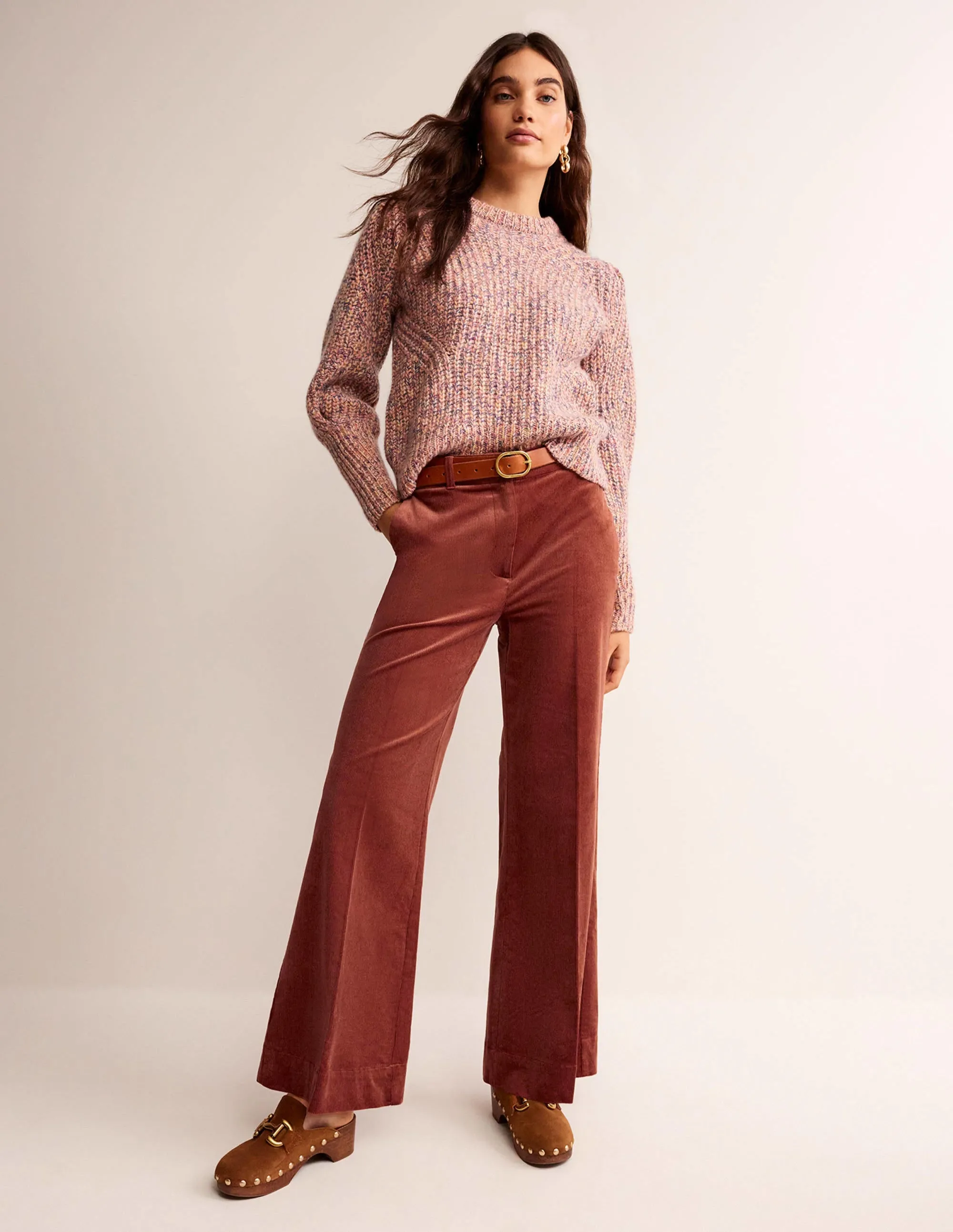Wide-Leg Corduroy Trousers-Red Oak
