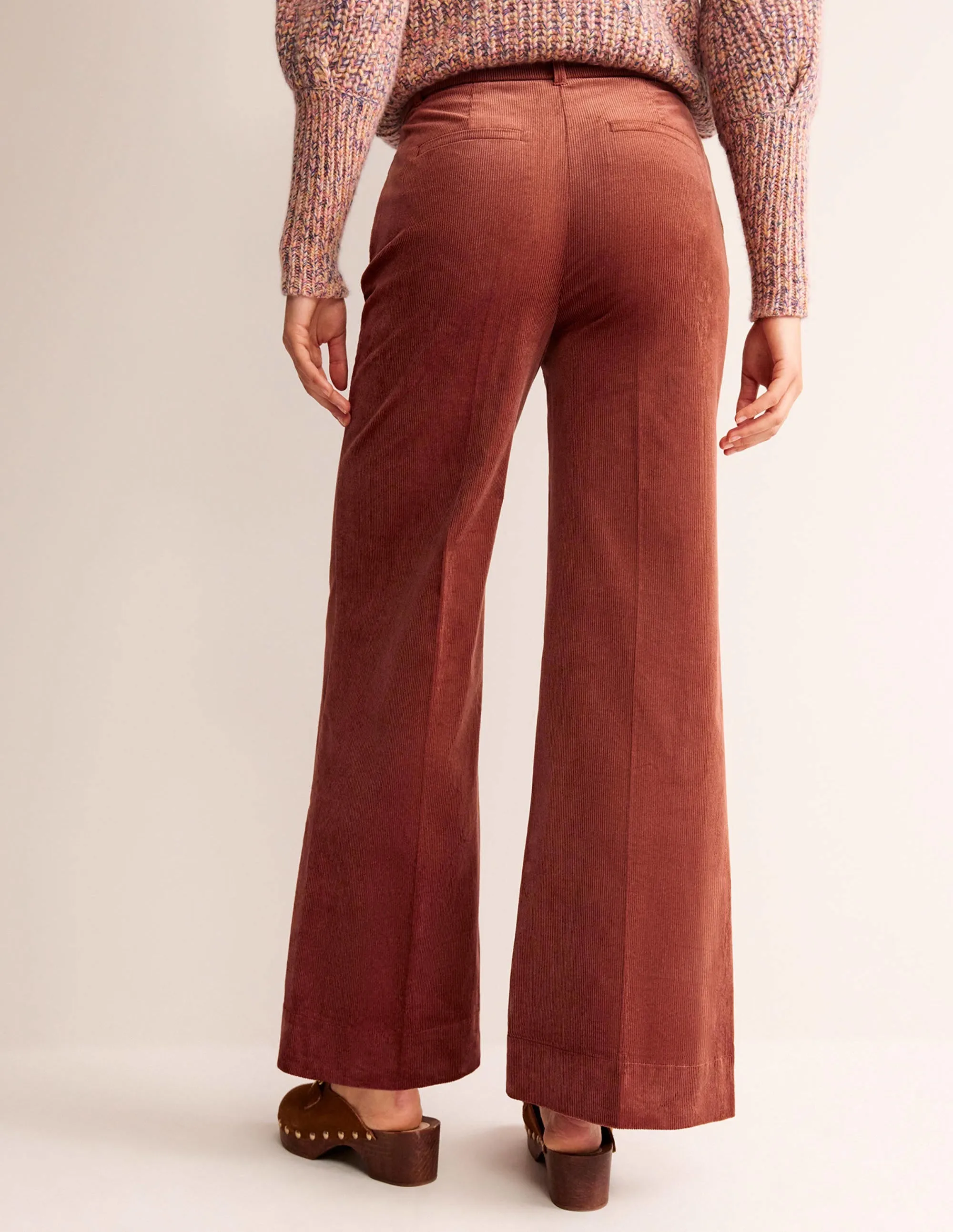 Wide-Leg Corduroy Trousers-Red Oak