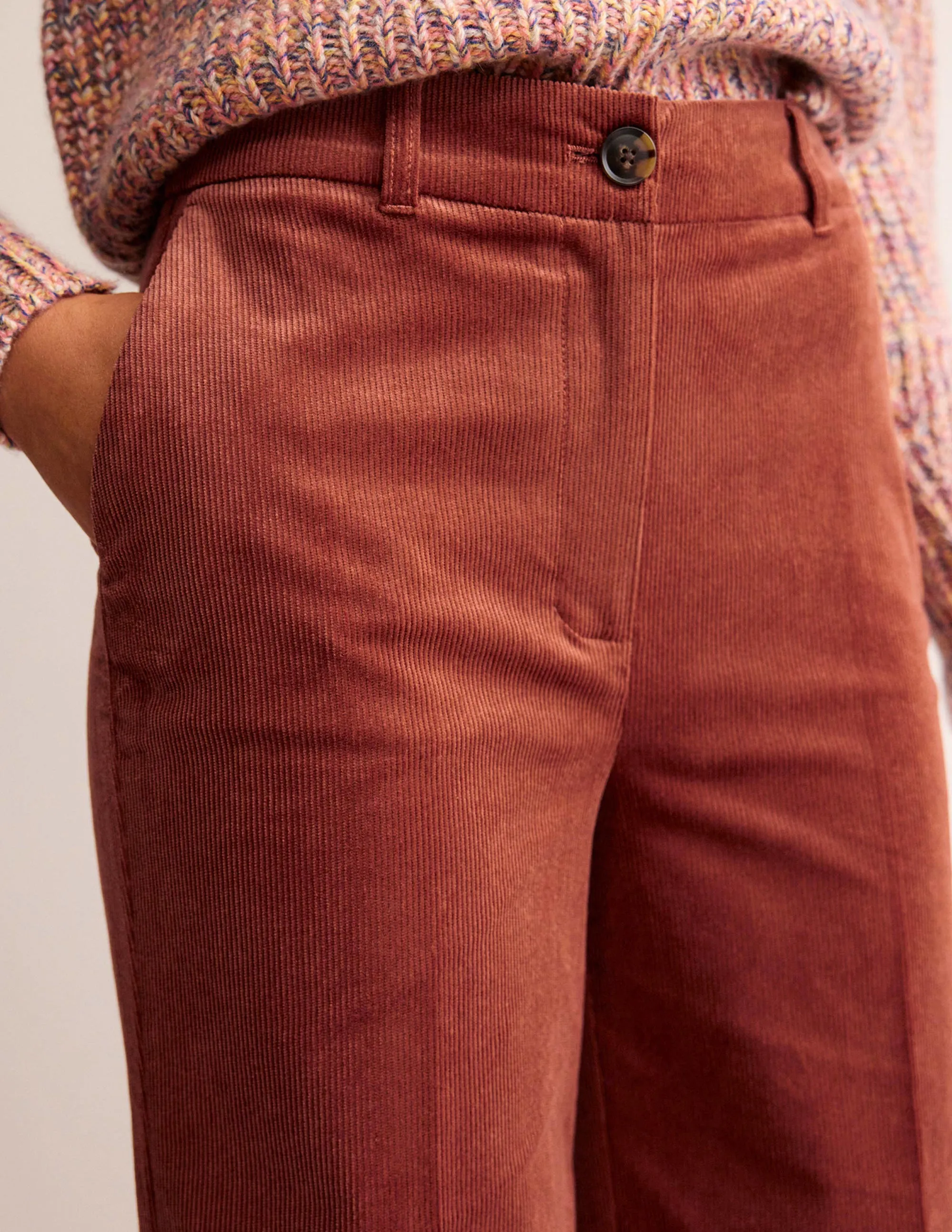 Wide-Leg Corduroy Trousers-Red Oak