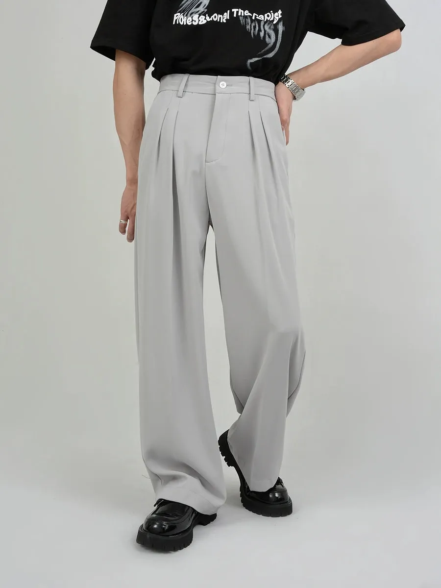 Wide Leg Tailored Pleated Trousers