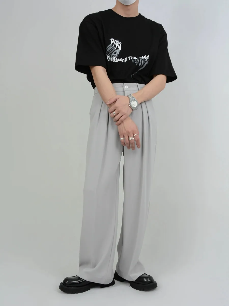 Wide Leg Tailored Pleated Trousers