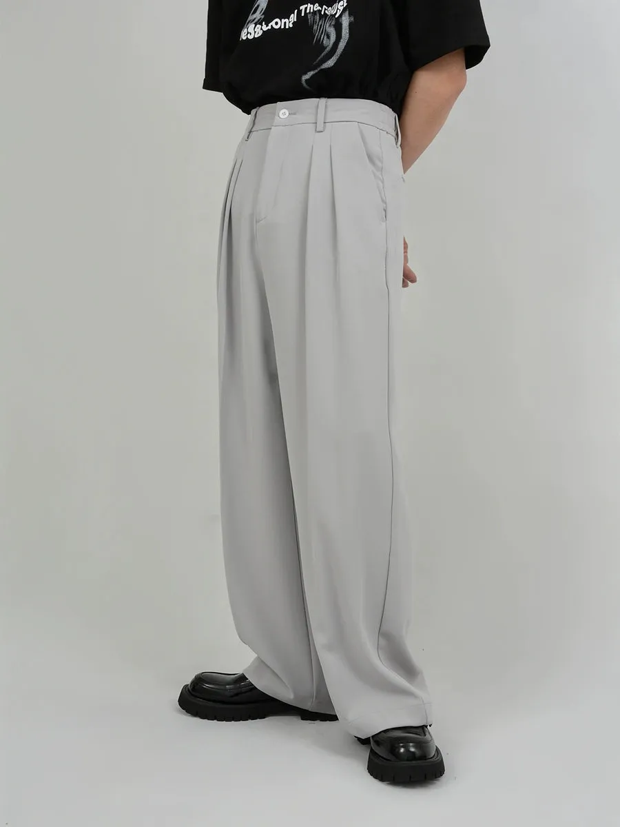 Wide Leg Tailored Pleated Trousers