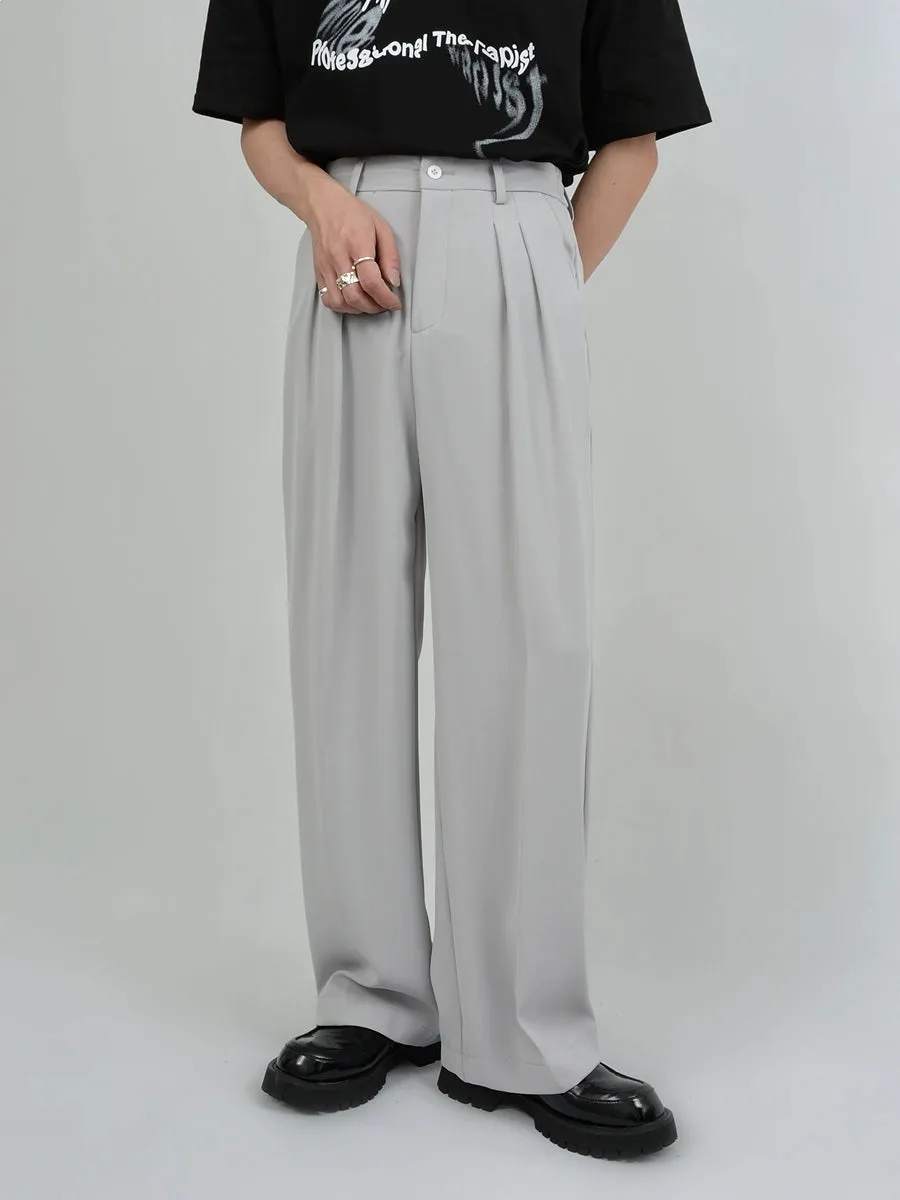 Wide Leg Tailored Pleated Trousers