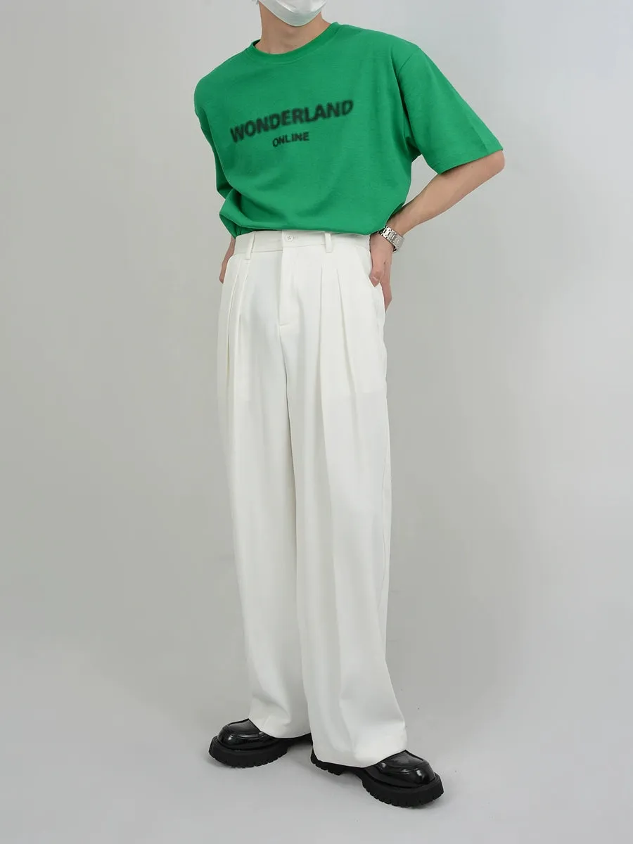 Wide Leg Tailored Pleated Trousers