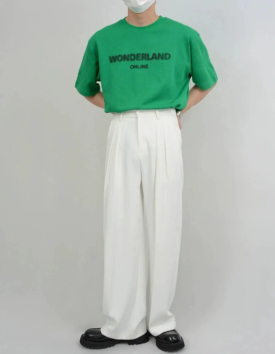 Wide Leg Tailored Pleated Trousers